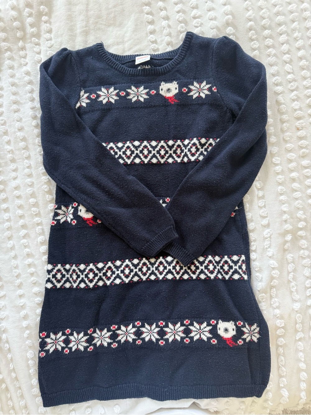 Gymboree Navy Knit Girls' Holiday Pajama Nightgown with Snowflake and Owl Motif